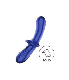 Gode en verre borosilicaté massif bleu Double Crystal Satisfyer - CC597828